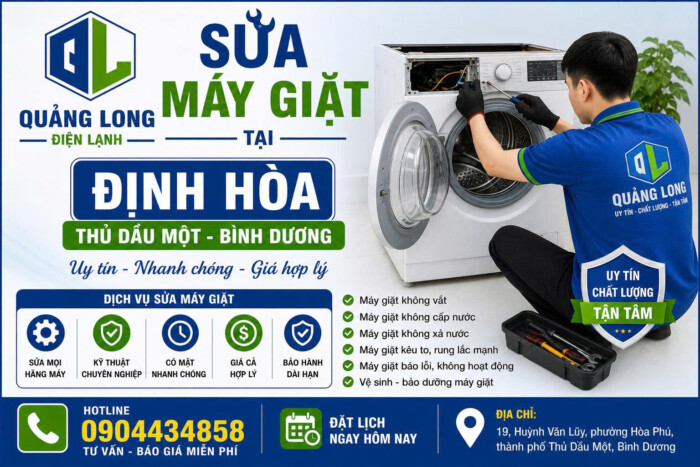 Sửa máy giặt Định Hòa Thủ Dầu Một Bình Dương