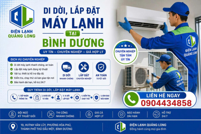 Di Dời, Lắp Đặt Máy Lạnh Tại Bình Dương Lắp Đặt Máy Lạnh
