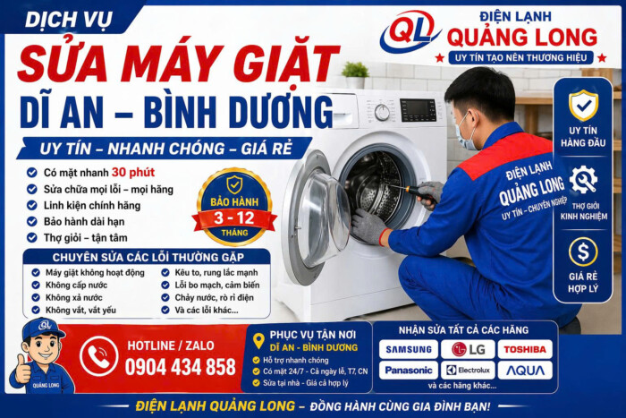 Sửa máy giặt tại Dĩ An