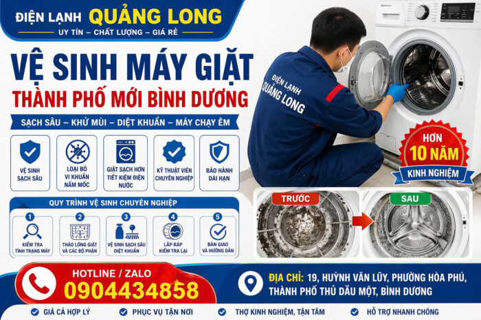 Vệ sinh máy giặt Thành Phố Mới Bình Dương