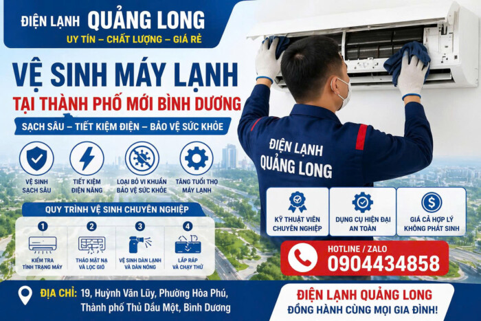 Vệ sinh máy lạnh tại Thành Phố Mới Bình Dương