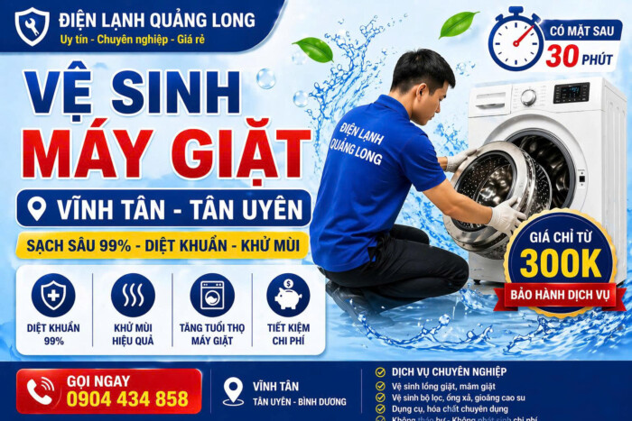 Vệ sinh máy giặt tại Vĩnh Tân Tân Uyên