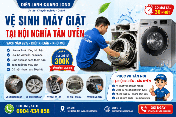 Vệ sinh máy lạnh tại Hội Nghĩa Tân Uyên