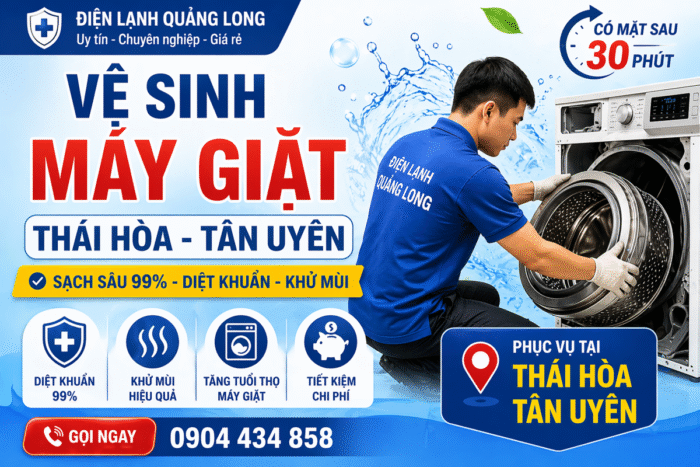 Vệ sinh máy giặt tại Thái Hòa Tân Uyên