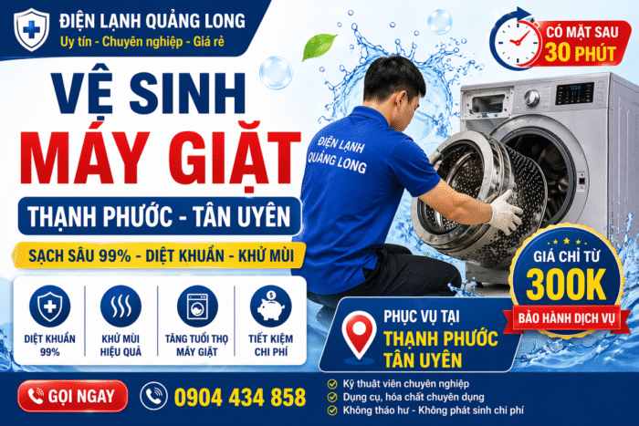 Vệ sinh máy giặt tại Thạnh Phước Tân Uyên